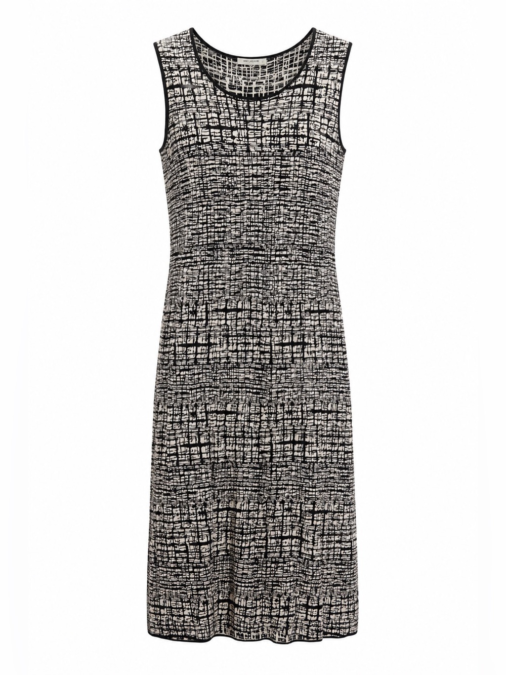 MM Lafleur Textured Knit Sleeveless Midi Dress Black and White Large
